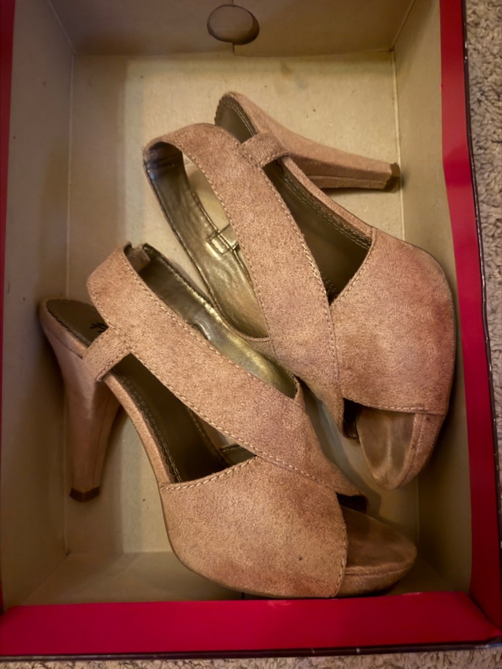 Women's Open-Toe Crisscross Suede Heels size 5